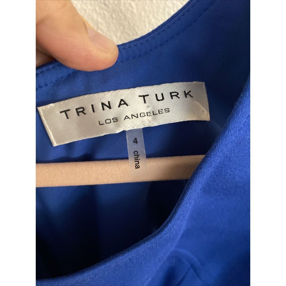 Trina Turk women's Royal Blue Career‎ Work Cocktail dress size 4 Pleats - Picture 3 of 11